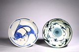TWO CHINESE BLUE AND WHITE DISHES